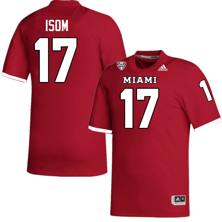 Miami University Redhawks #17 Braylon Isom College Football Jerseys Stitched-Red